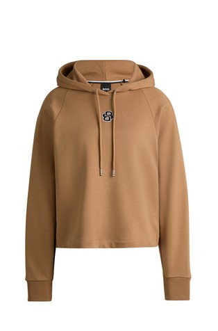 Cropped fit bombažen pulover s kapuco in dvojnim B monogramom