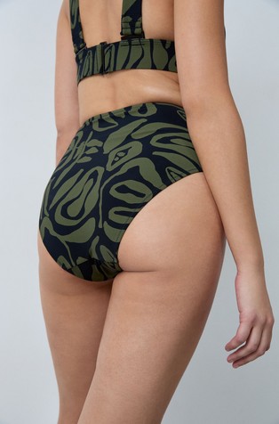 ETAM Pipa High-waisted bikini brief swimsuit bottom with pattern Green / Black 2