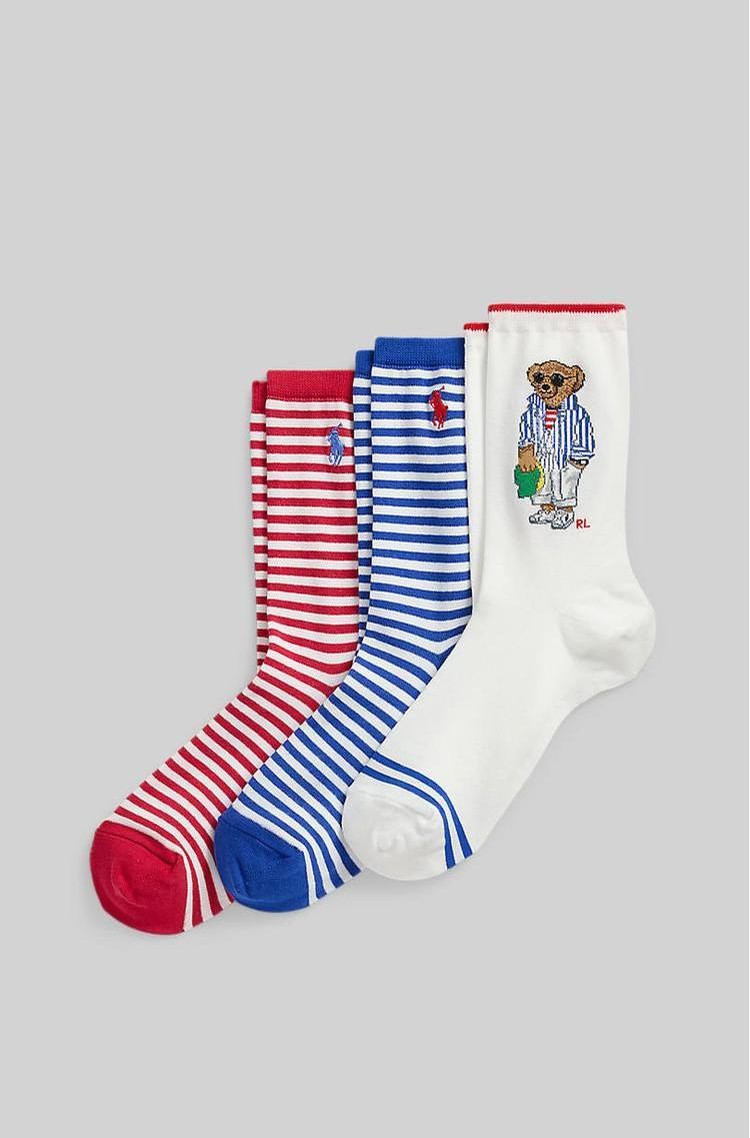 RALPH LAUREN Polo Bear Crew Sock 3-Pack Multi 