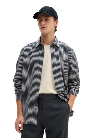 Regular-fit striped shirt in organic cotton and lyocell