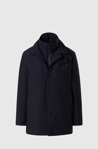 Trench coat with removable quilted bib