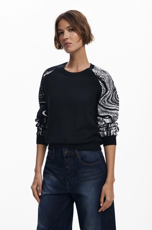 Pleten pulover z marmornim vzorcem