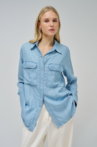 Lightdenim Shirt With Lurex Stripes
