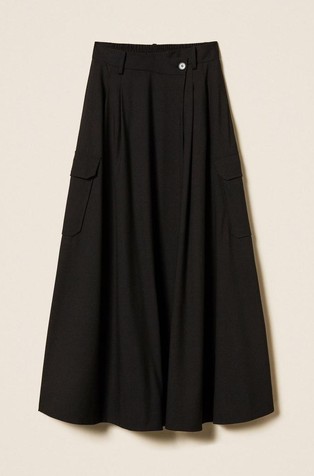 Flannel wrap-around long skirt