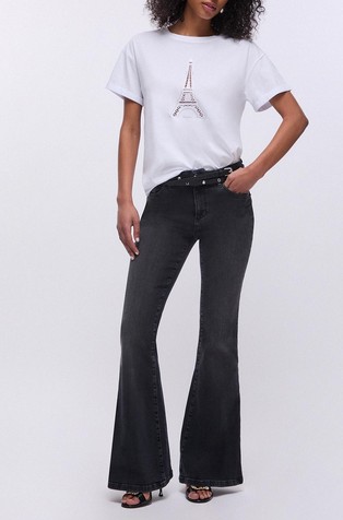 Bombažna majica s kratkimi rokavi in perforirano vezenino