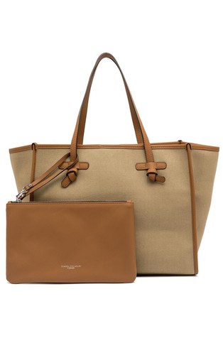 GIANNI CHIARINI Marcella Original platnena tote torba Bež - Cappuccino-Brick Red-Caramel 5