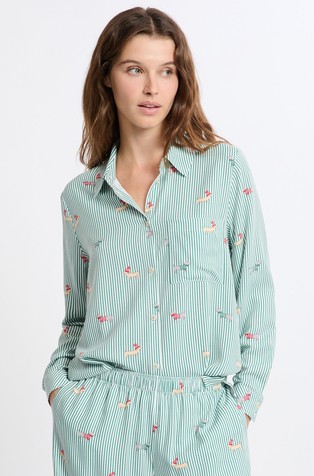 Prycilla Viscose Pyjama Long-sleeved Shirt with Stripes
