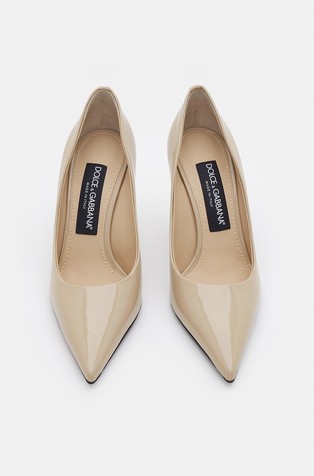 DOLCE &amp; GABBANA Kim x Dolce&amp;Gabbana Polished Lollo leather pumps Beige 4