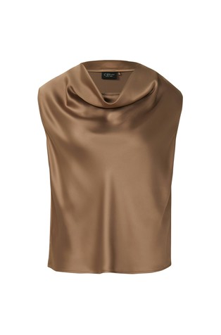 Satin top with waterfall neckline