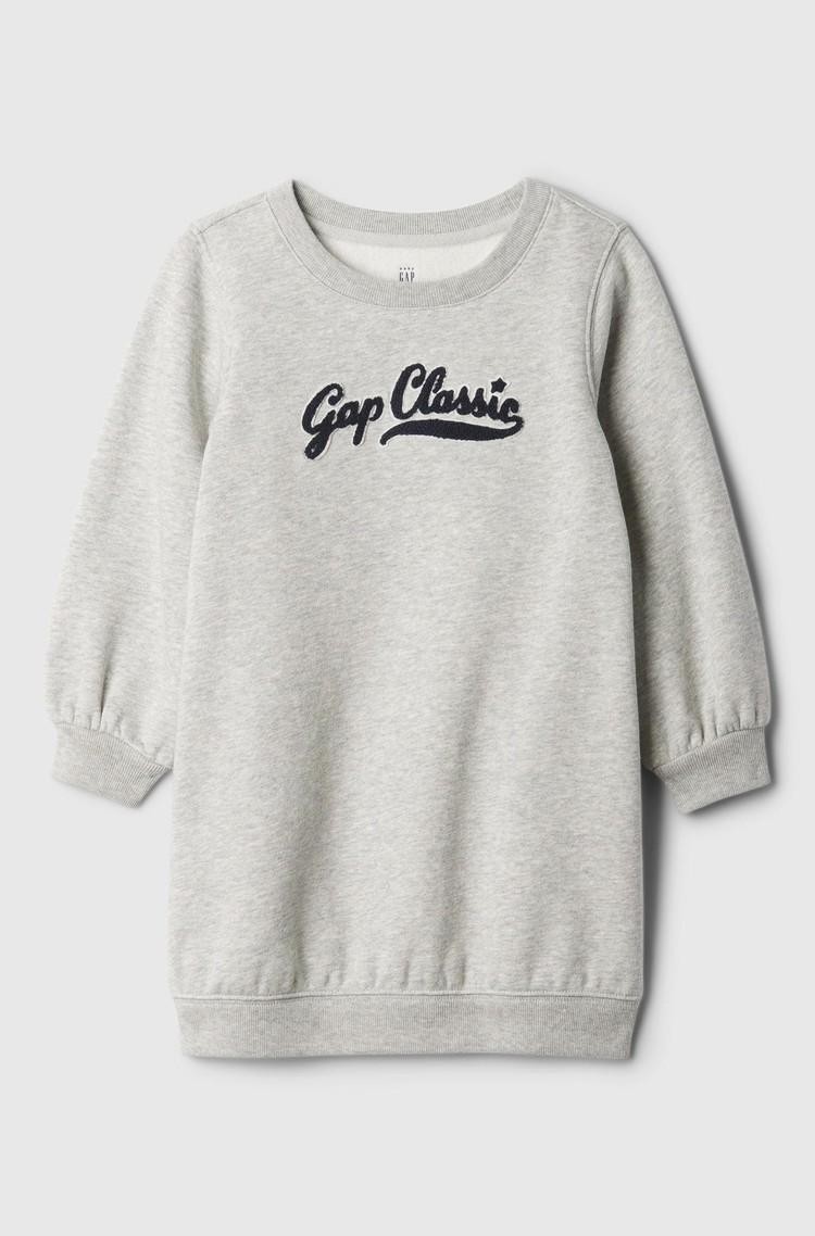 GAP babyGap Athletic Logo Sweatshirt Dress Light Heather Grey B08 