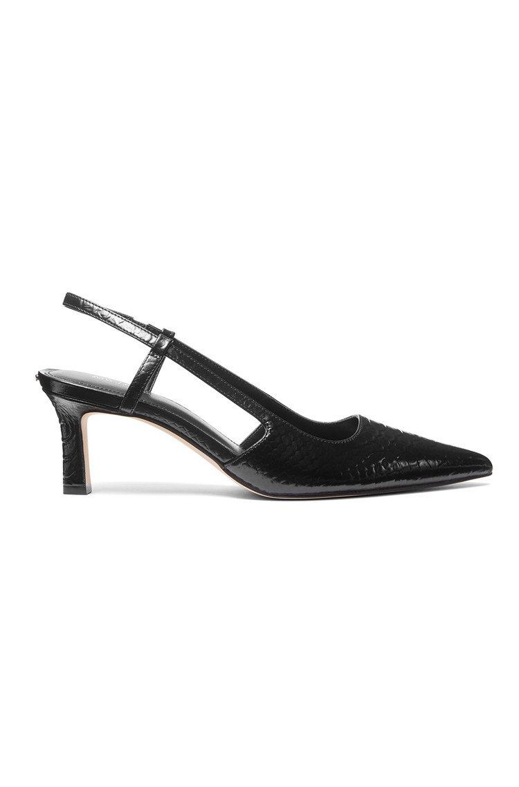 MICHAEL KORS Alora Textured-Leather Slingback Pump Black 