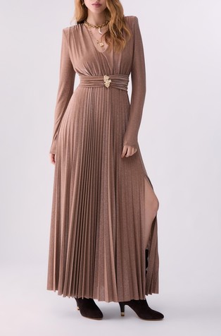 Long pleated lurex dress