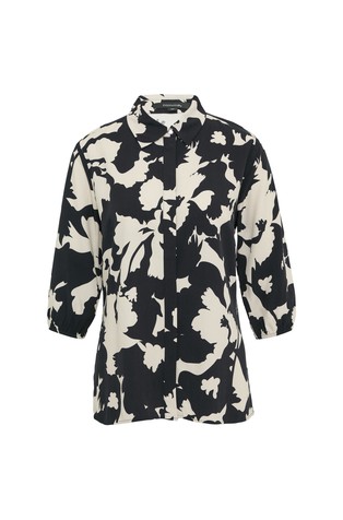 COMMA Viscose shirt with all-over print and 3/4 sleeves Blue / Beige 4