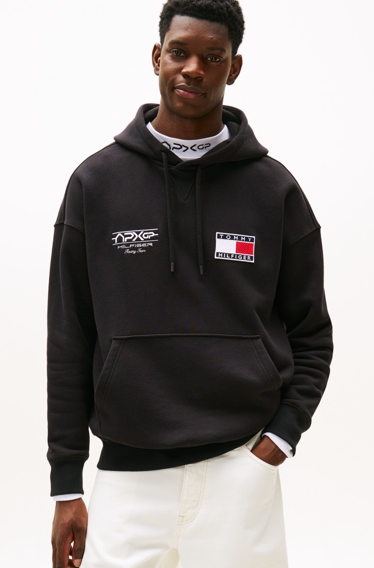 TOMMY HILFIGER TH x F1 MOVIE relaxed fit pulover s kapuco Črna - Black 
