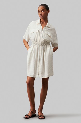 Viscose-blend Zip-Through Shirt Dress