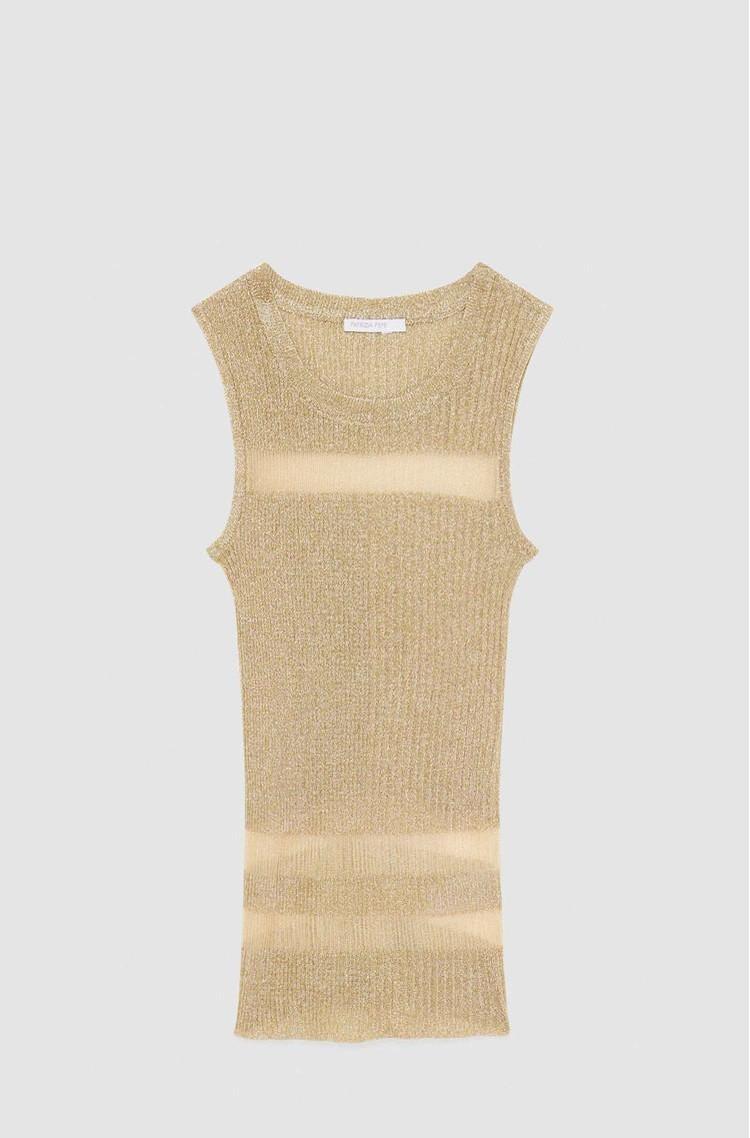 PATRIZIA PEPE Knitted top with transparent inserts Gold 