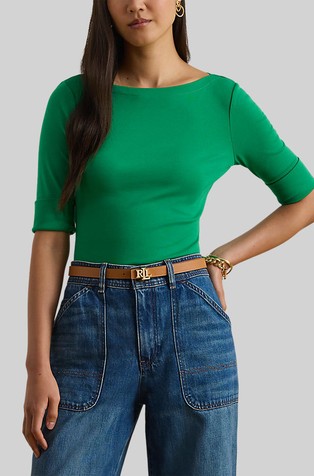 Majica s 3/4 rokavi iz raztegljivega bombaža