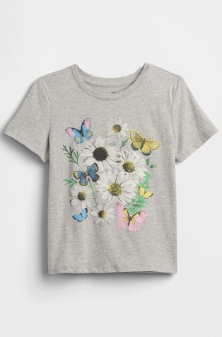Majica s kratkimi rokavi in potiskom za deklice
