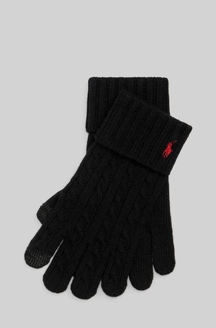 Cable-knit wool-blend touch gloves