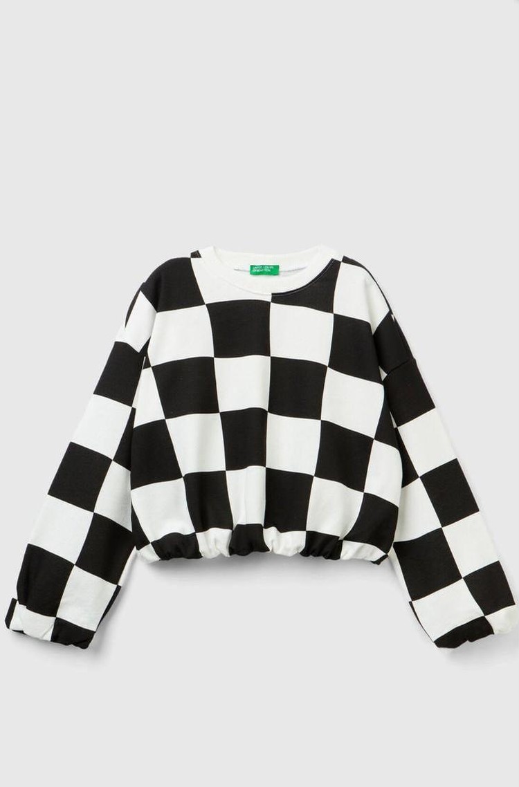 BENETTON Boxy fit karirast pulover Večbarvna - Multi 