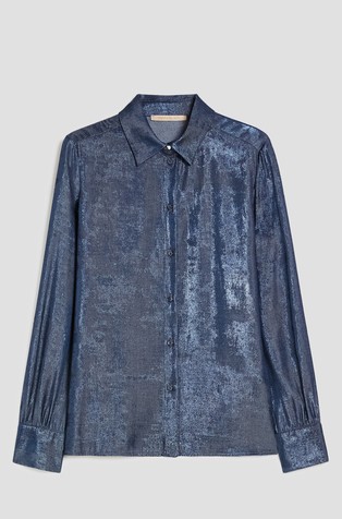 Laminated fabric blouse in viscose blend