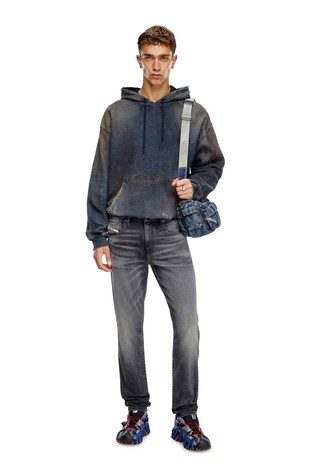 DIESEL Slim fit jeans hlače - 2019 D-Strukt 09J52 Siva - Black/Dark Grey 4