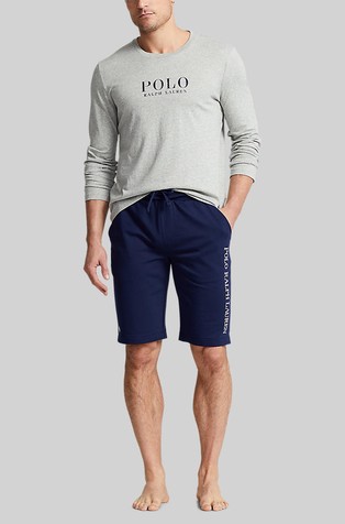 RALPH LAUREN Bombažen zgornji del pižame z dolgimi rokavi Siva - Grey 4