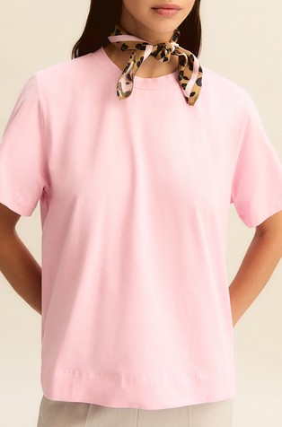 Cotton T-shirt with satin foulard