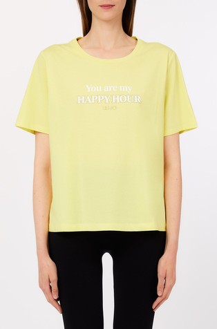 Majica z napisom in okrasnimi kamenčki