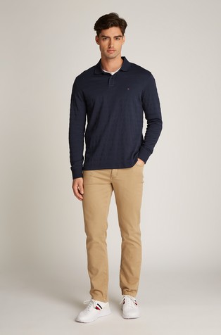 TOMMY HILFIGER Regular fit črtasta polo majica z dolgimi rokavi Modra - Dark Blue 3