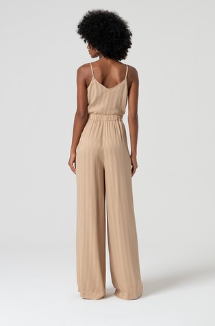 FRACOMINA Striped viscose pant made in shiny fabric Beige 2