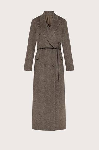 Long wool blend coat with belt