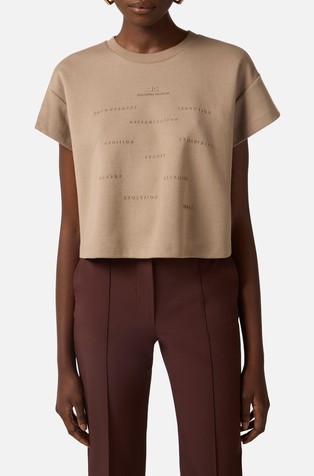 Majica iz jerseya z reliefnimi napisi