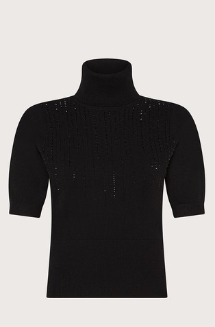 Pleten puli s kratkimi rokavi in okrasnimi kamenčki