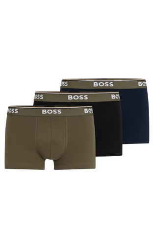 Three-pack of stretch-cotton trunks with logo waistbands