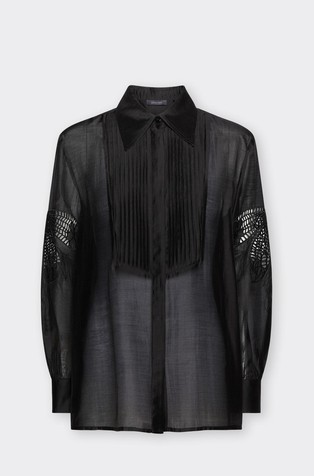 Shirt with embroidered sleeves
