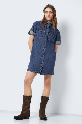 NOISY MAY NMNEW kratka denim obleka Modra - Medium Blue 5