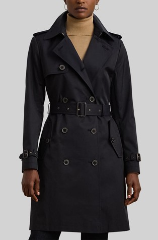 Double-breasted Cotton-blend Trench Coat