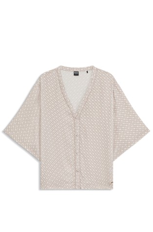 Viscose pyjama shirt with all-over monogram print