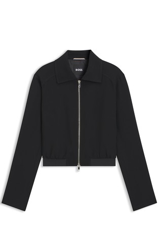 Regular-fit zip-up jacket in crepe fabric