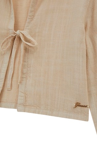 GUESS Komplet srajčne jope in topa iz mešanice viskoze in lana Bež - Beige 4