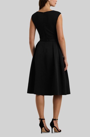 RALPH LAUREN Cocktail obleka iz jerseya s pasom Črna - Black 2