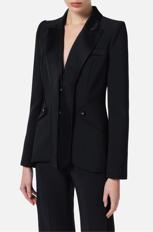 Crêpe tuxedo jacket with satin lapels