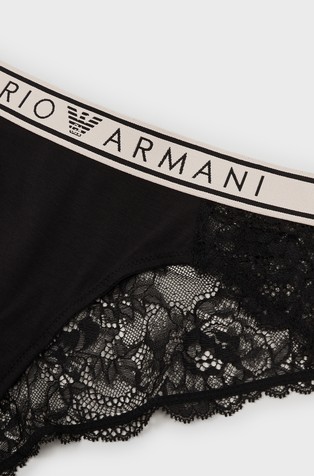 EMPORIO ARMANI Dreamy čipkaste spodnje hlačke iz reciklirane tkanine Črna - Black 2