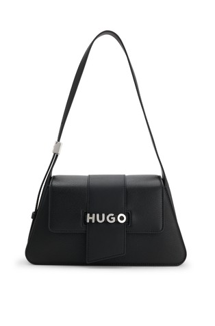 Faux-leather shoulder bag with logo hardware
