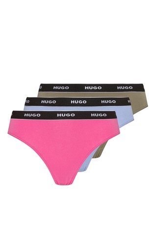 Paket 3 bombažnih tangic z logo pasom