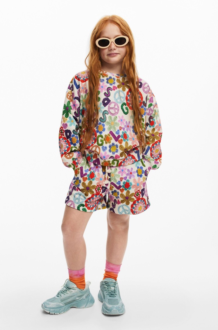 DESIGUAL Pulover s hipijevskim potiskom Večbarvna - Multi 