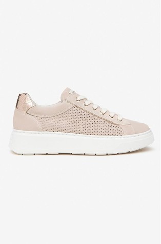 Suede and Technical Fabric Sneakers with Perforations