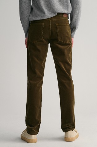 GANT Slim fit žametne hlače Rjava - Dark Cactus 2