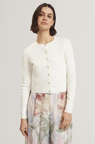 Cropped Crew Neck Cardigan